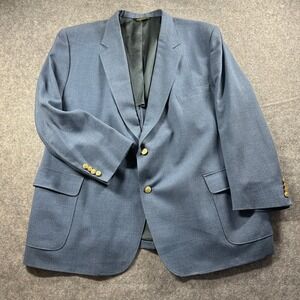Bennett Bernard Blazer Men 54 Slate Blue Gold Crest Button Wool Blend Sport Coat